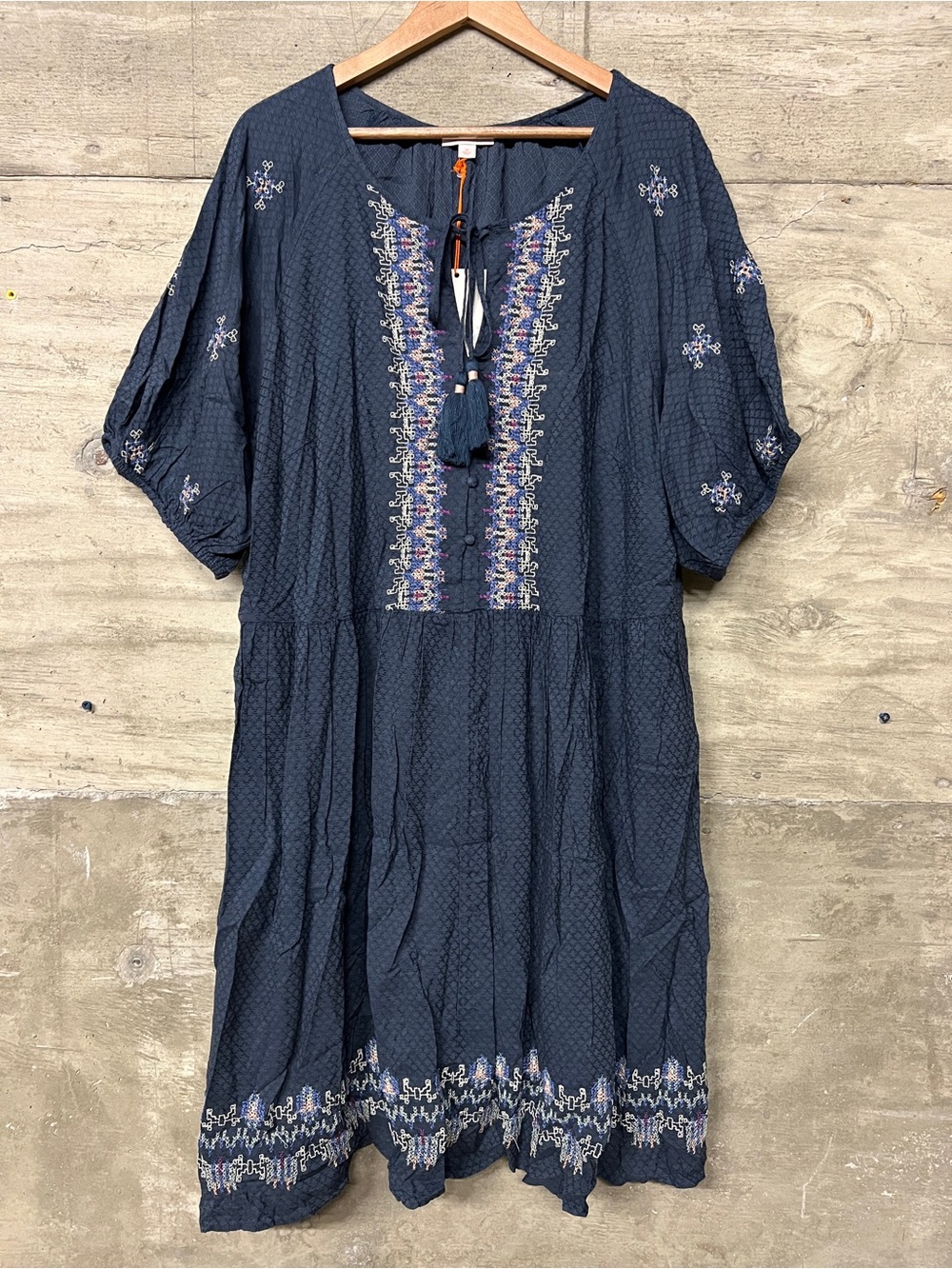 Embroidered Navy Boho Midi Dress - Knox Rose